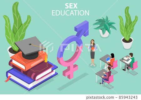 3D Isometric Flat Vector Conceptual Illustration of Sex Education 85943243