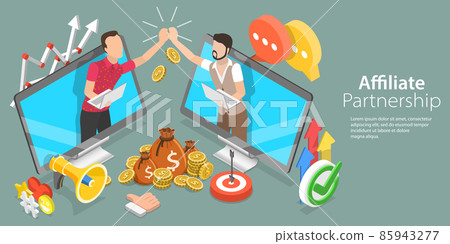 3D Isometric Flat Vector Conceptual Illustration of Affiliate Marketing 85943277