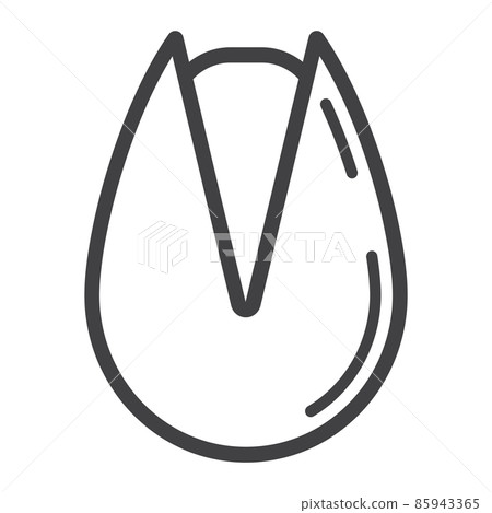 Pistachio line icon, nut and snack, vector graphics, a linear pattern on a white background, eps 10. Pistachio line icon, nut and snack, vector graphics, a linear pattern on a white background, eps 10. 85943365