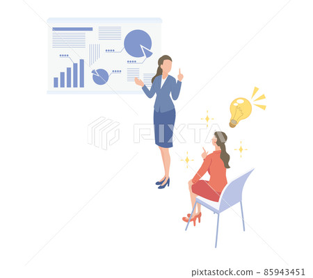 可以通過易於理解的演示來理解的女性等距插圖 85943451