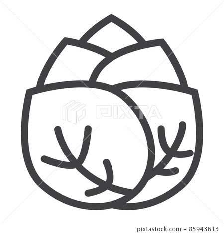 Cabbage line icon, vegetable and diet, vector graphics, a linear pattern on a white background, eps 10. Cabbage line icon, vegetable and diet, vector graphics, a linear pattern on a white background, eps 10. 85943613