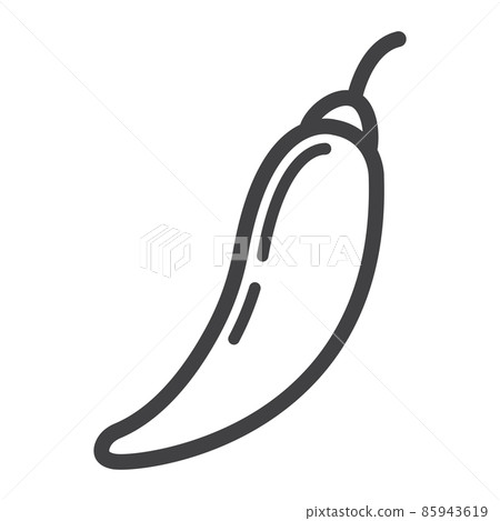 Hot chili pepper line icon, vegetable and mexican, vector graphics, a linear pattern on a white background, eps 10. Hot chili pepper line icon, vegetable and mexican, vector graphics, a linear pattern on a white background, eps 10. 85943619