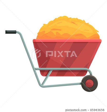 Wheelbarrow hay bale icon cartoon vector. Farm straw 85943656