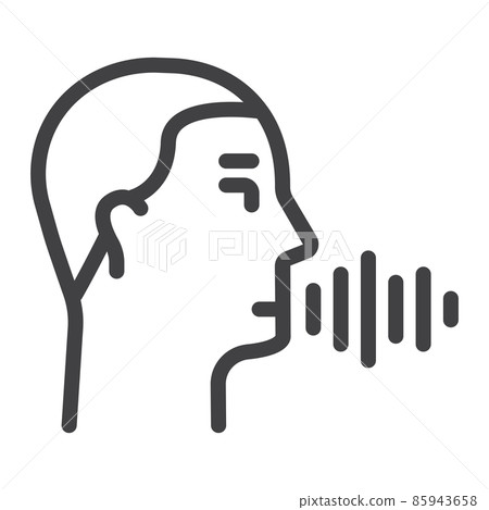 Speech recognition line icon, voice control and security, vector graphics, a linear pattern on a white background, eps 10. 85943658