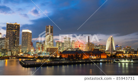 Yokohama Red Brick Warehouse and Minato Mirai night view Yokohama Red Brick Warehouse and Minato Mirai night view 85943731