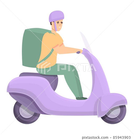 Courier cap icon cartoon vector. Scooter delivery Courier cap icon cartoon vector. Scooter delivery 85943903