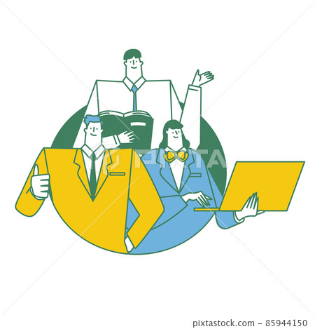 有書的男學生、成功的男學生、有筆記本電腦的女學生 有書的男學生、成功的男學生、有筆記本電腦的女學生 85944150