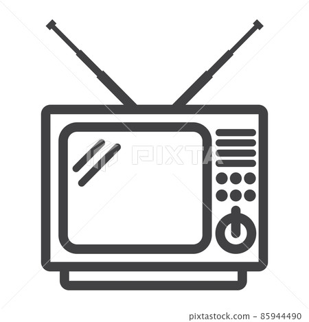 Vintage TV line icon, household and appliance, vector graphics, a linear pattern on a white background, eps 10. Vintage TV line icon, household and appliance, vector graphics, a linear pattern on a white background, eps 10. 85944490