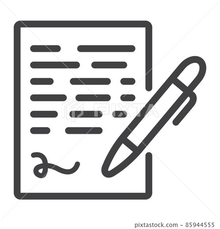 Pen signing line icon, business contract and signature, vector graphics, a linear pattern on a white background, eps 10. 85944555