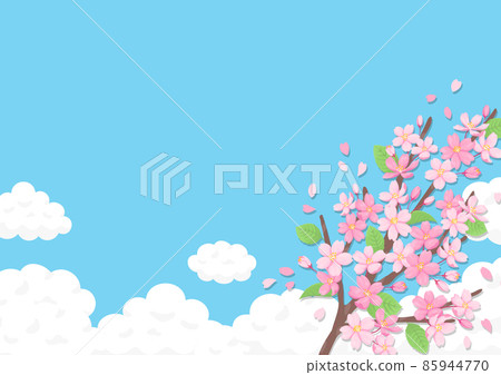 櫻花和藍天背景素材 85944770