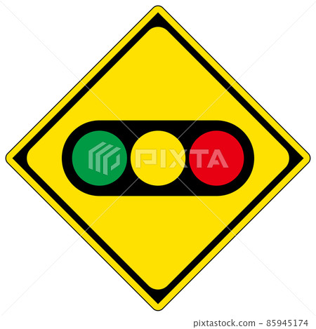 Traffic warning sign yellow square with traffic... - Stock Illustration ...