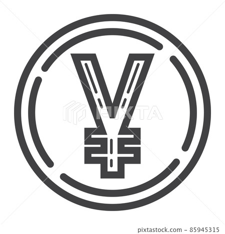 Yen coin line icon, business and finance, money sign vector graphics, a linear pattern on a white background, eps 10. 85945315