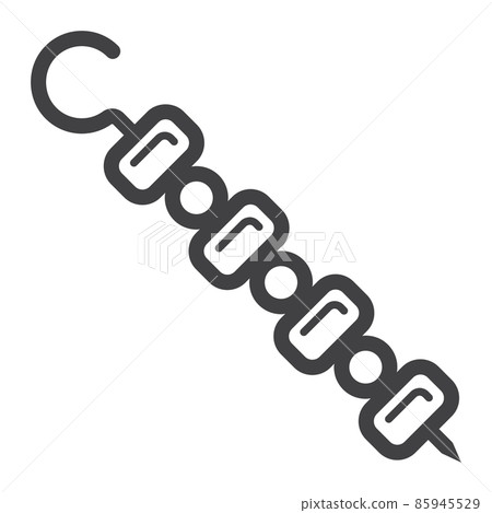 Shish kebab on skewers line icon, food and drink, barbecue sign vector graphics, a linear pattern on a white background, eps 10. Shish kebab on skewers line icon, food and drink, barbecue sign vector graphics, a linear pattern on a white background, eps 10. 85945529