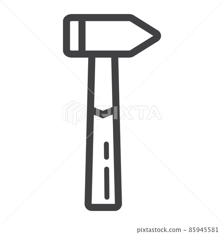 Hammer line icon, build and repair, tool sign vector graphics, a linear pattern on a white background, eps 10. Hammer line icon, build and repair, tool sign vector graphics, a linear pattern on a white background, eps 10. 85945581