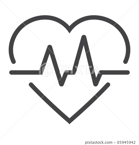 Heartbeat line icon, medicine and healthcare, pulse sign vector graphics, a linear pattern on a white background, eps 10. Heartbeat line icon, medicine and healthcare, pulse sign vector graphics, a linear pattern on a white background, eps 10. 85945942