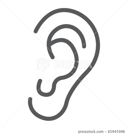 Human ear line icon, anatomy and biology, otology sign, vector graphics, a linear pattern on a white background, eps 10. Human ear line icon, anatomy and biology, otology sign, vector graphics, a linear pattern on a white background, eps 10. 85945996
