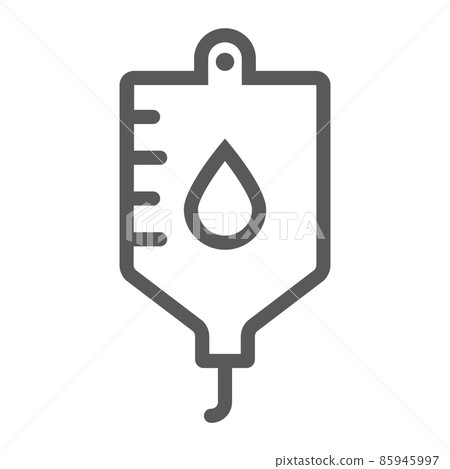Blood bag line icon, hospital and medicine, iv bag sign, vector graphics, a linear pattern on a white background, eps 10. Blood bag line icon, hospital and medicine, iv bag sign, vector graphics, a linear pattern on a white background, eps 10. 85945997
