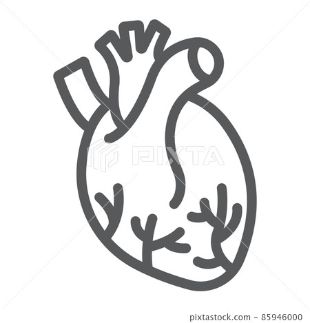 Human heart line icon, anatomy and biology, Cardiology sign, vector graphics, a linear pattern on a white background, eps 10. 85946000