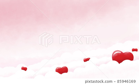 Background of a red three-dimensional heart floating in the clouds Background of a red three-dimensional heart floating in the clouds 85946169