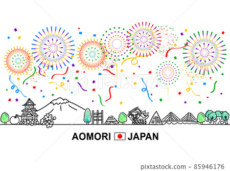 Akita Prefecture's tourist destinations, five-colored fireworks and confetti 85946176