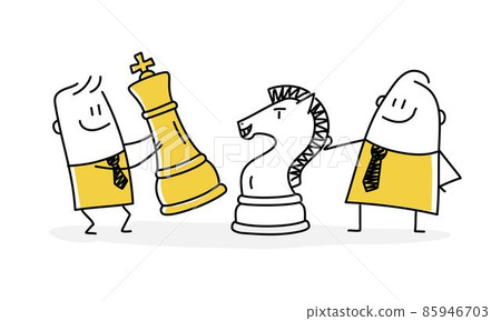 Business strategy concept with stick figures. Business strategy concept with stick figures. 85946703