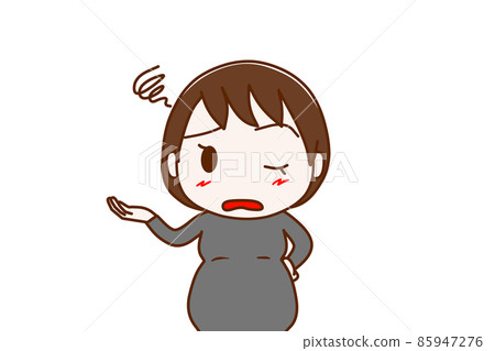 （上身前）失望失望的孕婦閉上一隻眼睛說諷刺 85947276