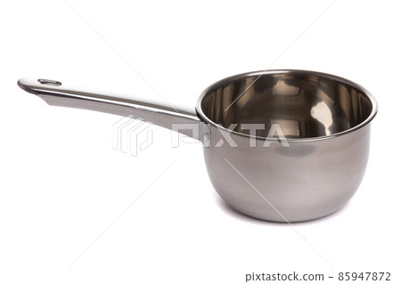 metal ladle kitchen made of polished stainless steel on a white isolated background 85947872