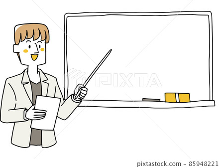 一個隨便的人用指針指著黑板,學校老師或補習班老師,一個溫暖的手寫人 一個隨便的人用指針指著黑板,學校老師或補習班老師,一個溫暖的手寫人 85948221