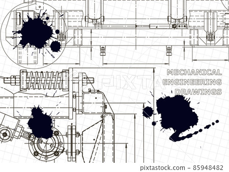 Cover, flyer, banner. Vector engineering illustration. Blueprint, background. Instrument-making drawings 85948482