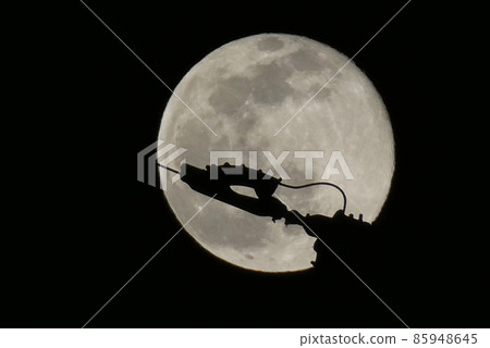 2022 First full moon with Wolf Moon transmission tower 2022 First full moon with Wolf Moon transmission tower 85948645