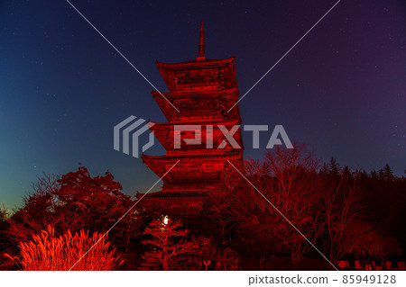 Bitchū Kokubunji Five-storied Pagoda Illuminated Bitchū Kokubunji Five-storied Pagoda Illuminated 85949128