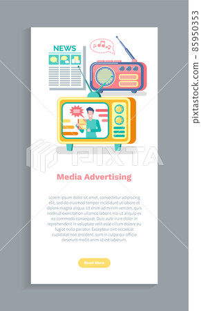 Media Advertising, TV and Radio, Newspaper Vector 85950353