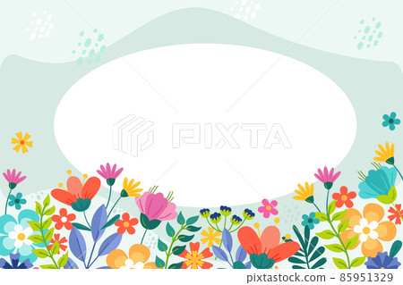 Blank Frame Decorated With Abstract Modernized Forms Flowers And Foliage. Empty Modern Border Surrounded By Multicolored Line Symbols Organized Pleasantly. Blank Frame Decorated With Abstract Modernized Forms Flowers And Foliage. Empty Modern Border Surrounded By Multicolored Line Symbols Organized Pleasantly. 85951329