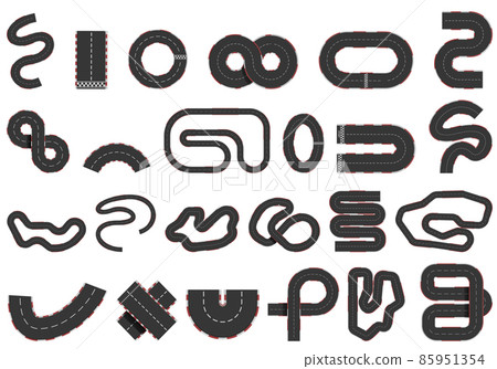 Racetrack icons set cartoon vector. F1 track 85951354