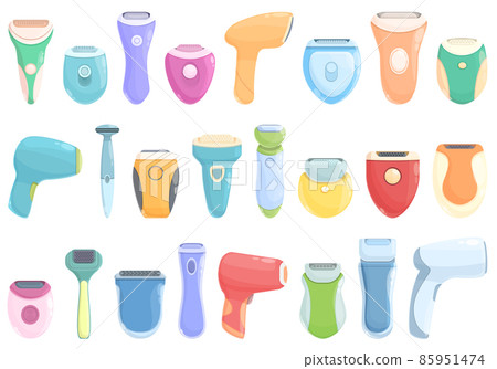 Epilator icons set cartoon vector. Laser depilation 85951474