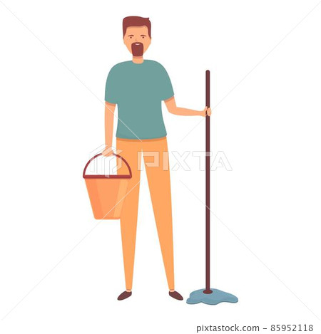 Cleaning floor mop icon cartoon vector. Household person Cleaning floor mop icon cartoon vector. Household person 85952118