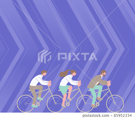 Three Colleagues Riding Bicycle Representing Combined Effort Successful Team Problem Solving. Group Partners Using Vehicle Displaying Teamwork Reaching Goals. Three Colleagues Riding Bicycle Representing Combined Effort Successful Team Problem Solving. Group Partners Using Vehicle Displaying Teamwork Reaching Goals. 85952154
