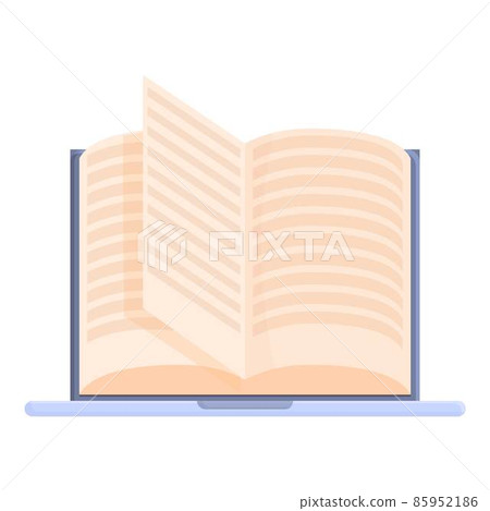 Online reading book icon cartoon vector. Computer test 85952186
