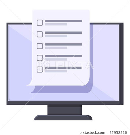 Monitor exam online icon cartoon vector. Computer test 85952216