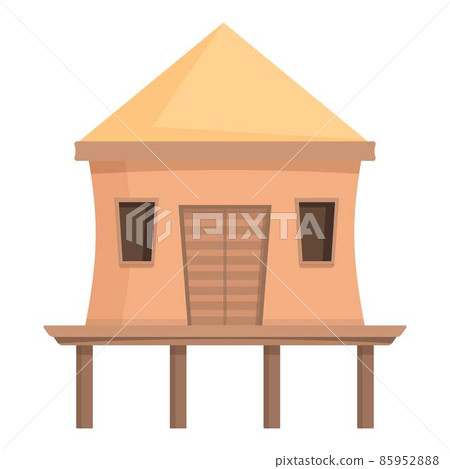 Dusk bungalow icon cartoon vector. Sea villa Dusk bungalow icon cartoon vector. Sea villa 85952888