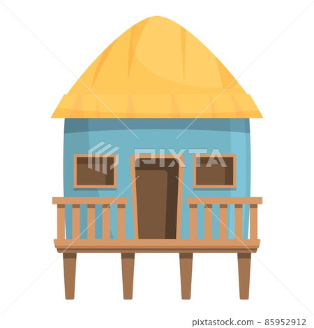 Bungalow hut icon cartoon vector. Beach house 85952912