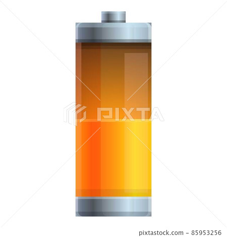 Half battery energy icon cartoon vector. Charger level Half battery energy icon cartoon vector. Charger level 85953256