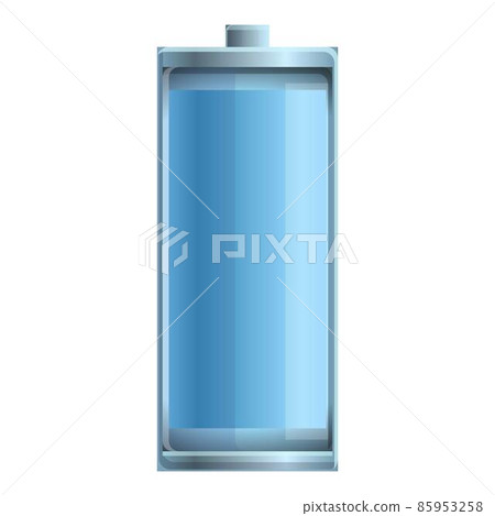 Blue battery icon cartoon vector. Energy charge Blue battery icon cartoon vector. Energy charge 85953258