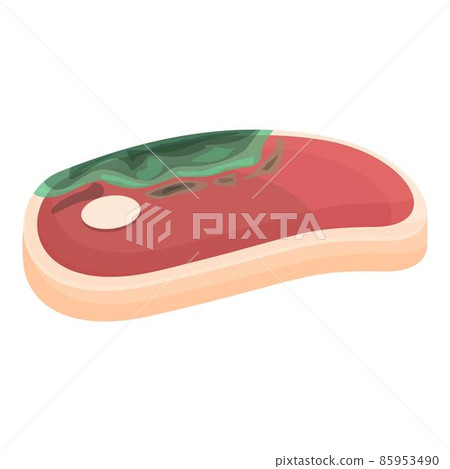 Contaminated steak icon cartoon vector. Virus meat Contaminated steak icon cartoon vector. Virus meat 85953490