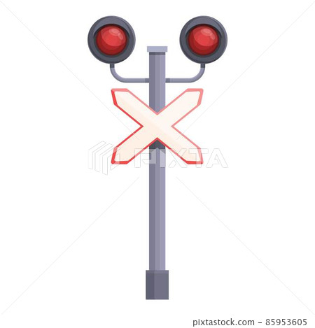 Crossing rail light icon cartoon vector. Trail road 85953605