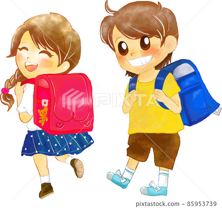 Elementary school student carrying a school bag (summer clothes) Elementary school student carrying a school bag (summer clothes) 85953739