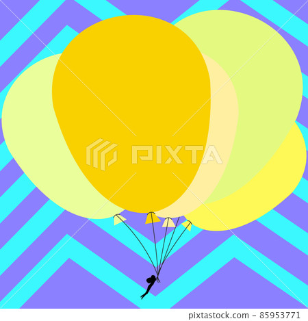 Man Holding Balloons Drawing Flying Around. Colorful Balloons With Striped Background. Man Holding Balloons Drawing Flying Around. Colorful Balloons With Striped Background. 85953771