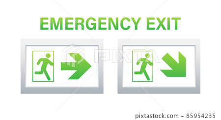 Emergency exit sign. Protection symbol. Fire icon. Vector stock illustration. 85954235