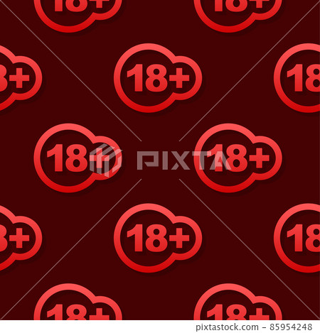 Under 18 sign warning symbol pattern. Eighteen plus. Censored business concept. Vector stock illustration. 85954248