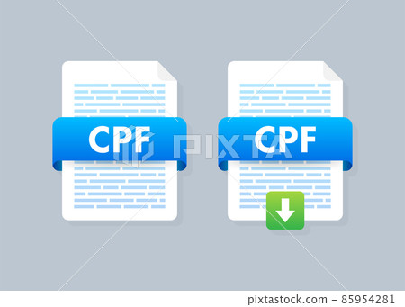 CPF file download flat icon. Vector flat illustration. Outline icon design. Isolated vector design. 85954281